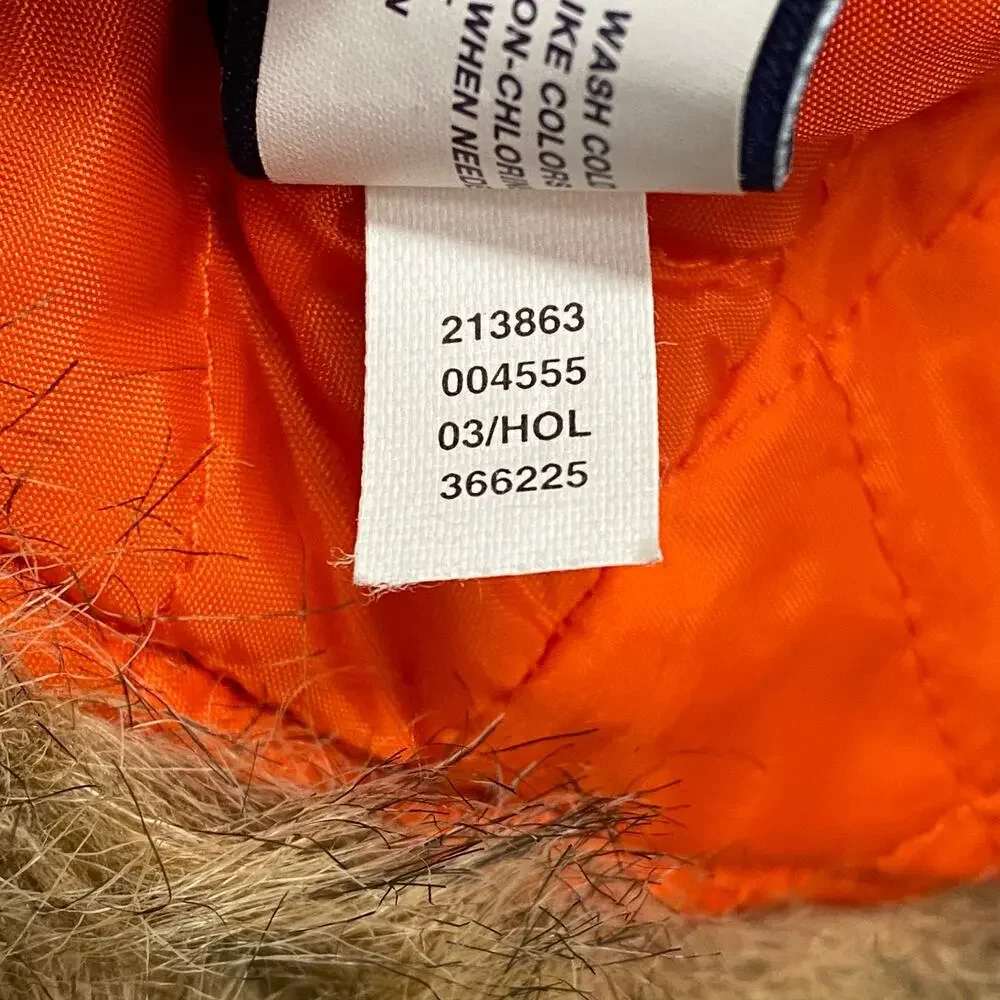GAP Quilt Lined Tan Trapper Hat Faux Fur Accent Ear‎ Flaps Fudd Cap Unisex S / M